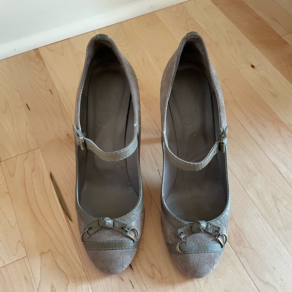Christian Dior Cannage Pattern suede pumps With Mary Jane strap